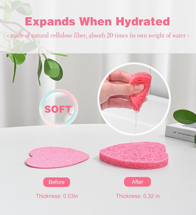 100% Natural Cellulose Face Sponge 50Pcs