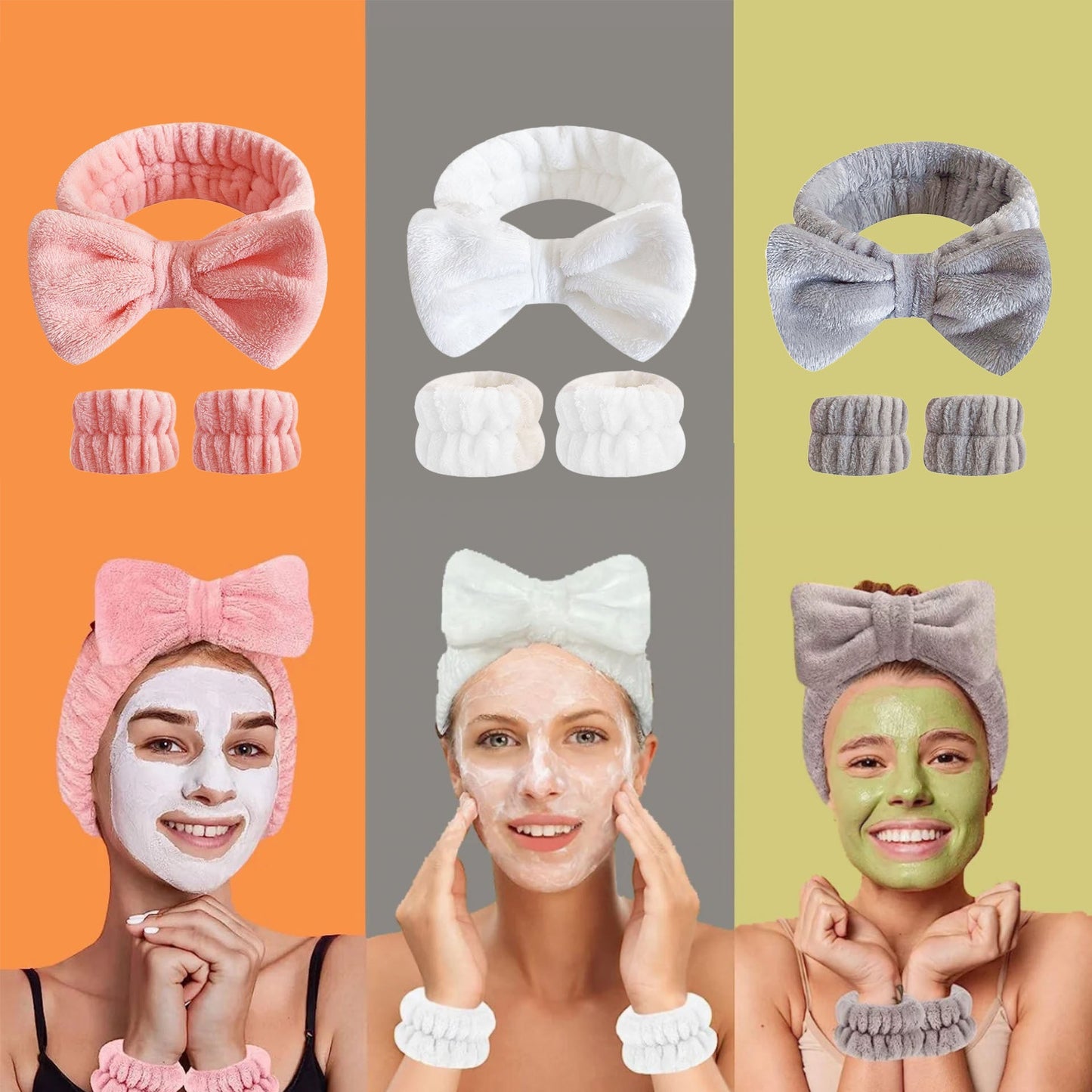 Fluffy Microfiber Bow Tie Headband Set